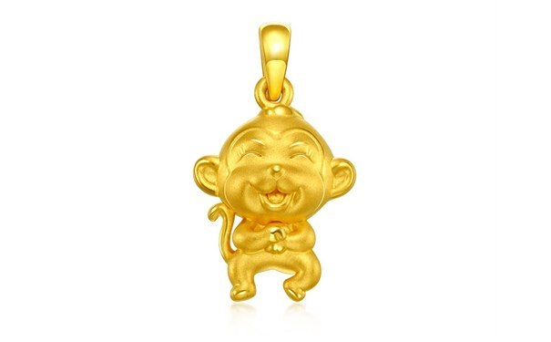 生肖猴—3D足金吊坠