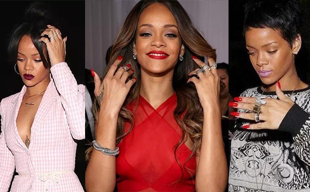 Rihanna戒指叠戴