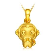 呆萌猴—3D足黃金吊墜