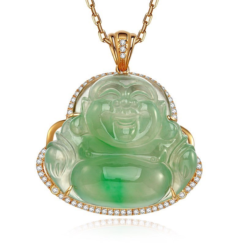 克徕帝-金镶玉佛吊坠 - crd克徕帝珠宝官网